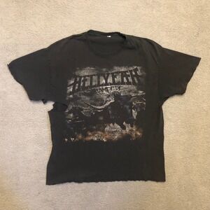 Hellyeah Stampede Band T-Shirt Distressed Thrashed Metal Concert Faded Black XL